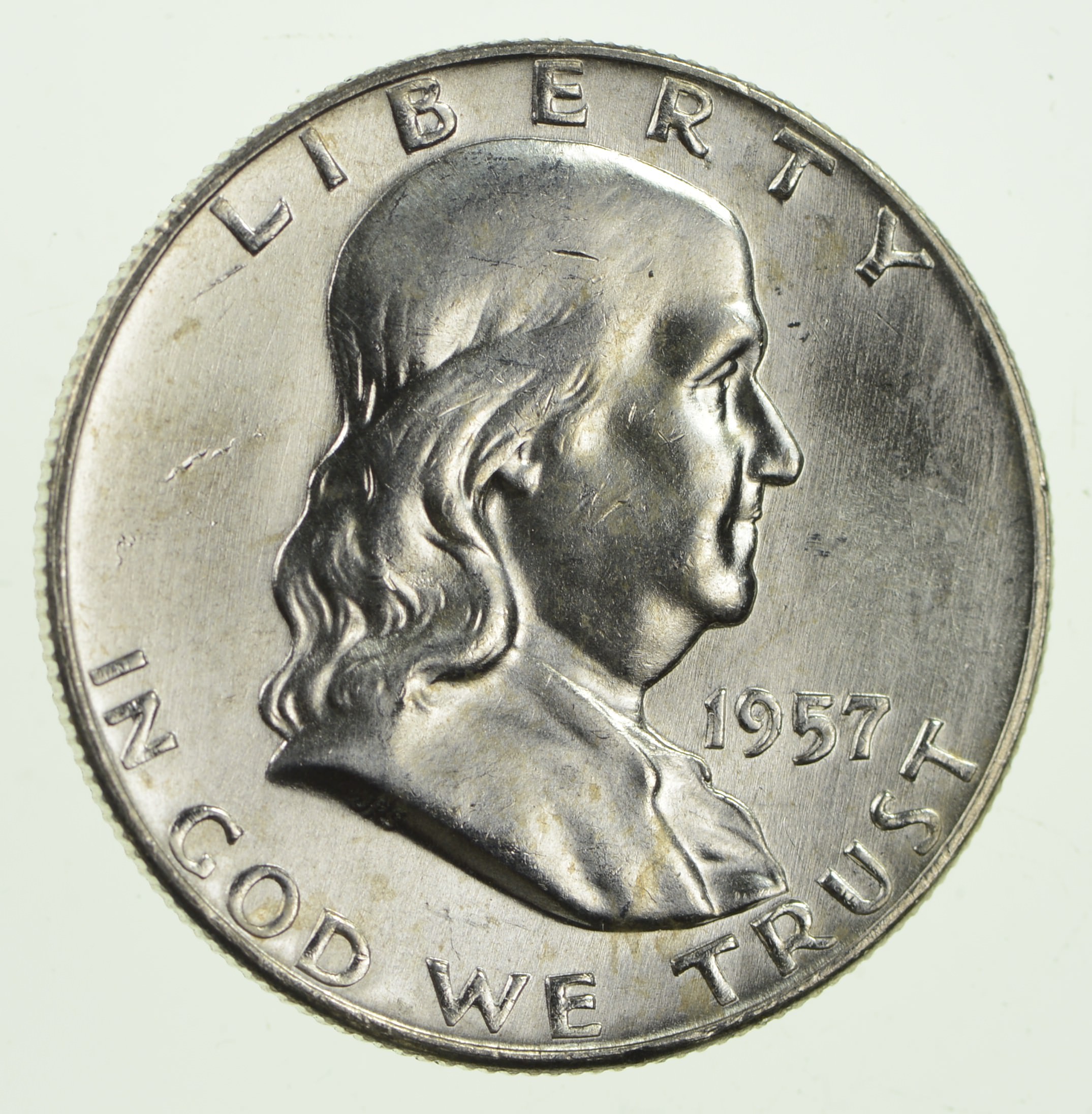 Choice Uncirculated 1957 D Franklin Half Dollar 90 Silver Tough