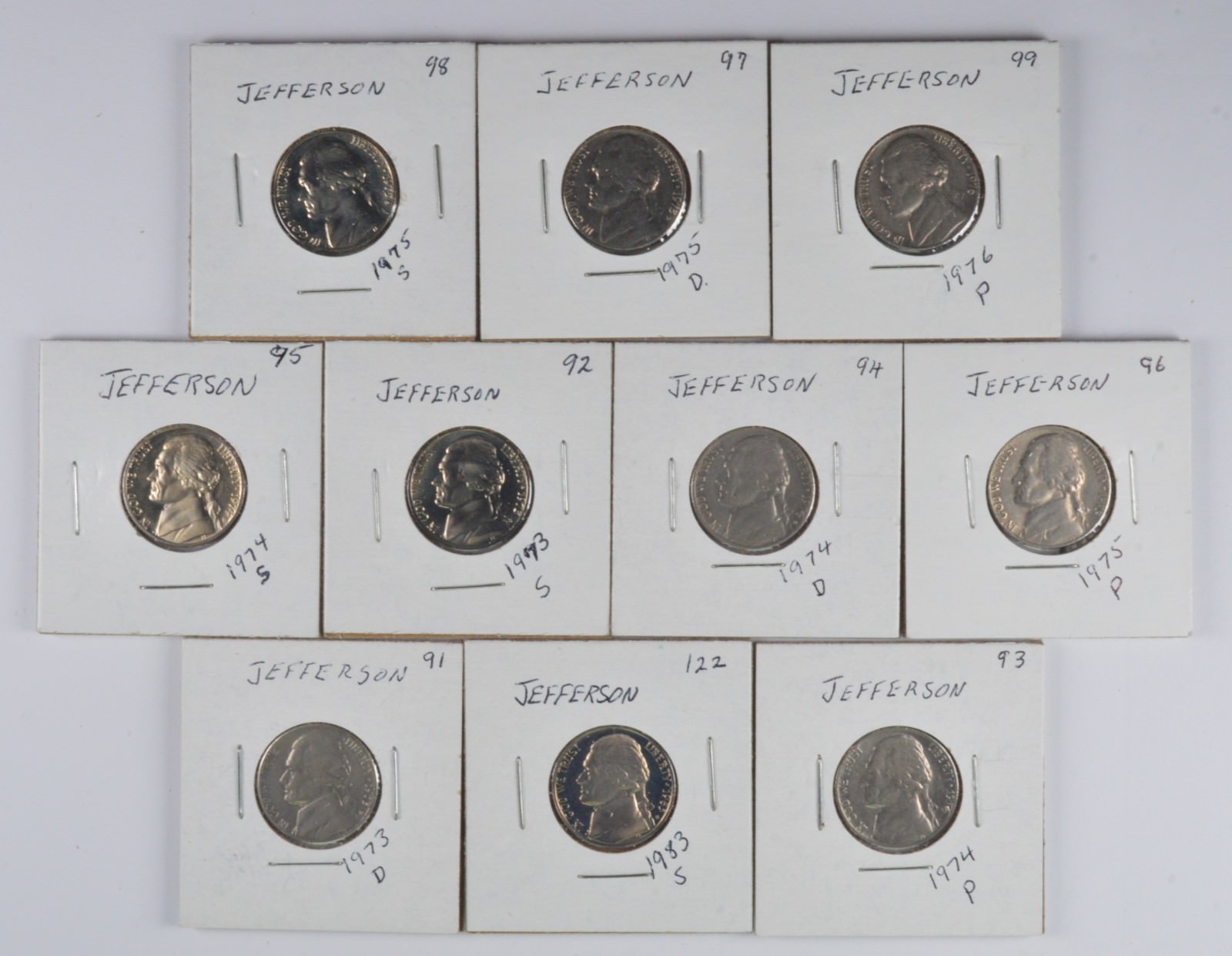 Coin Lot of 10 Jefferson Nickel Great Collection! Property Room