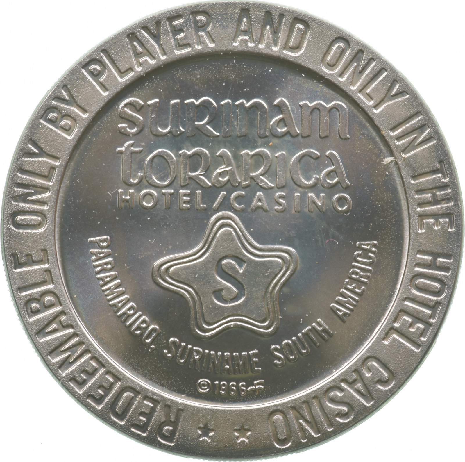 Collectible $1 Suriname Torarica Casino Souvenir Chip 1960's Vintage ...