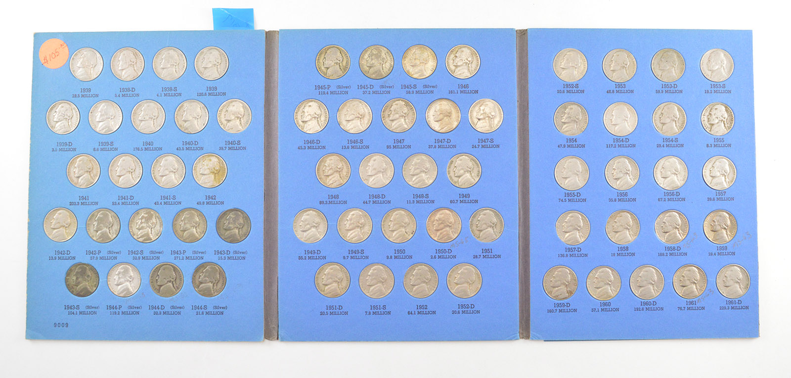 COMPLETE SET 193861 Jefferson Nickels Collection SILVER War 1950D