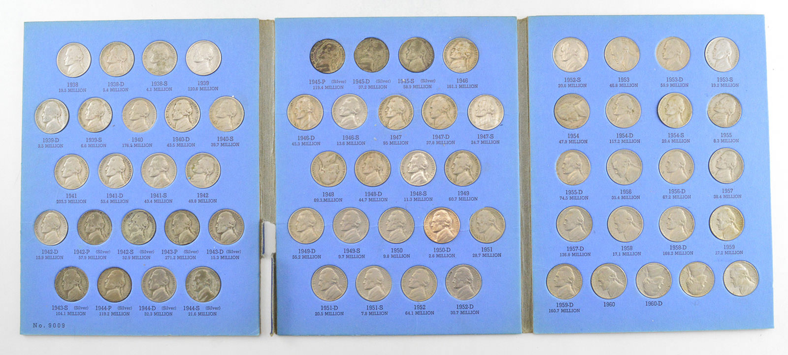COMPLETE SET 193861 Jefferson Nickels Collection SILVER War 1950D