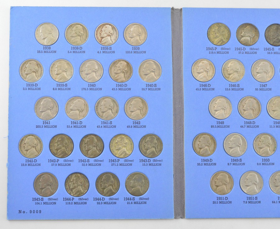 COMPLETE SET 193863 Jefferson Nickels Collection SILVER War 1950D