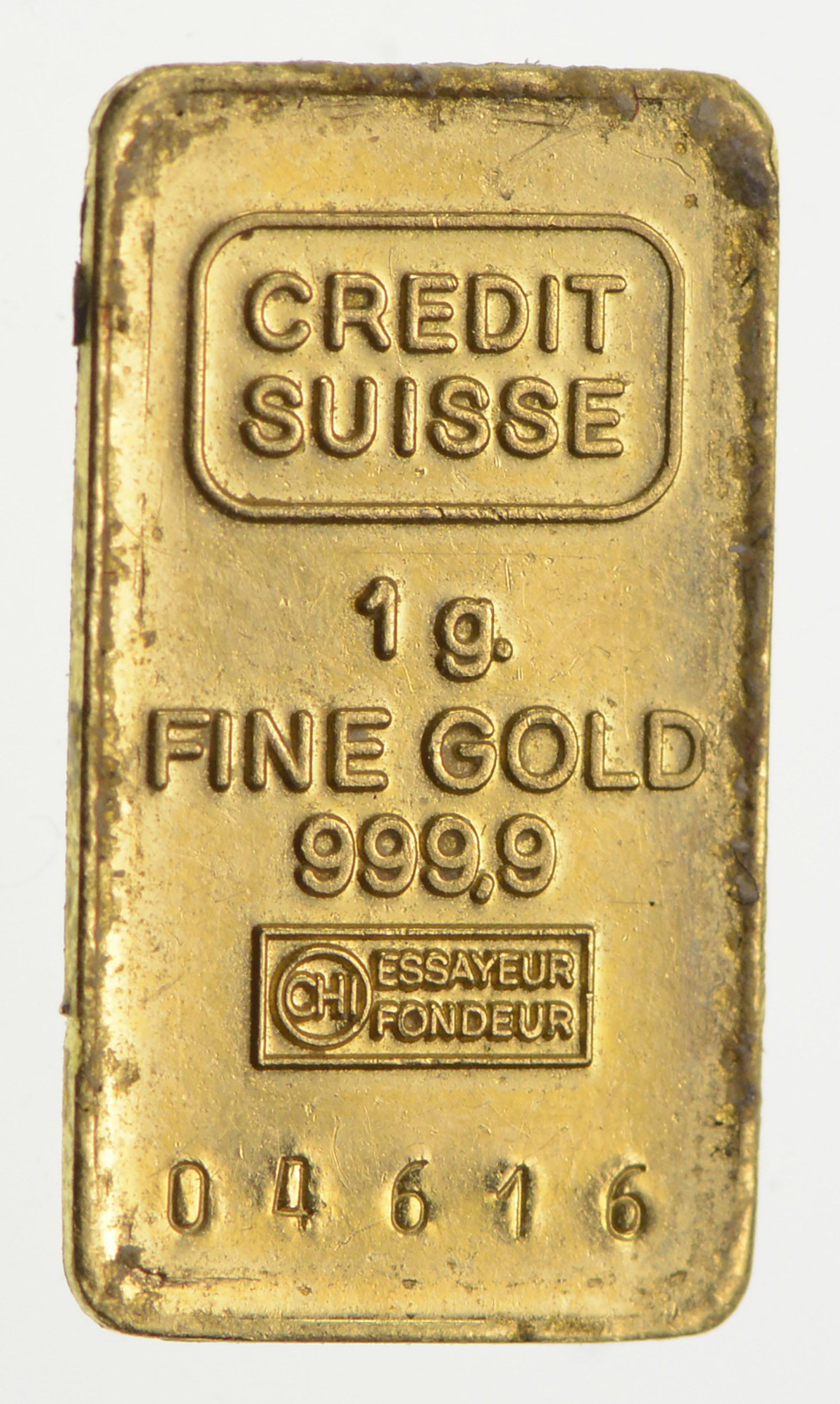 Credit Suisse 1 Gram .9999 Fine Gold Bar Property Room