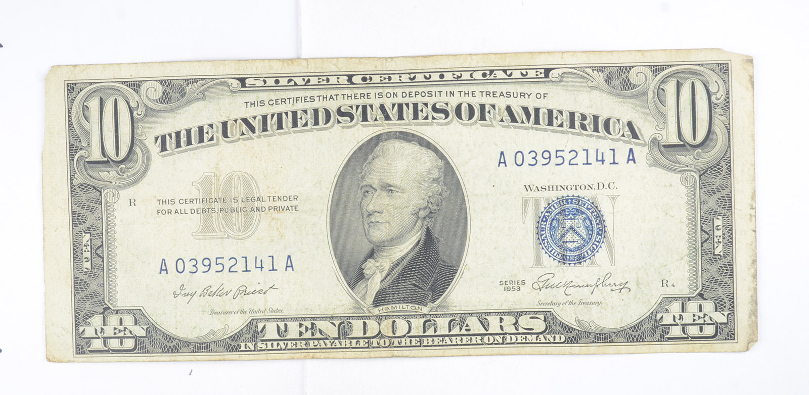 CRISP - 1953 SILVER CERTIFICATE - US $10 Note - Higher Grade | Property ...