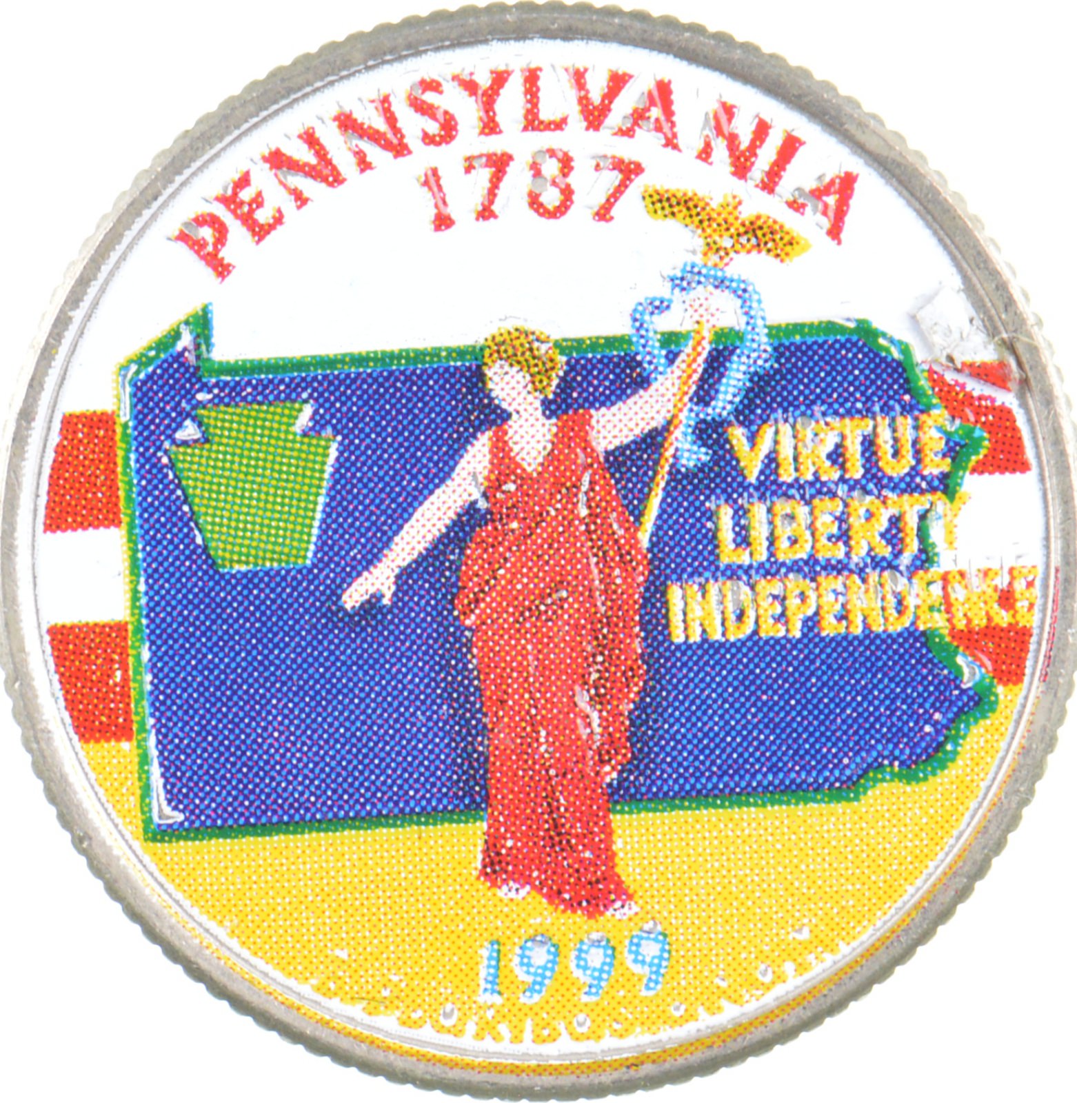 Quarters Colorized Custom - COLORIZED - 1999-D Pennsylvania State Quarter - High ...