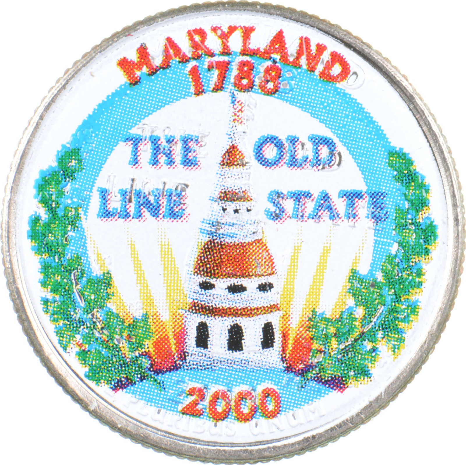 Custom COLORIZED 2000P Maryland State Quarter High Collectible