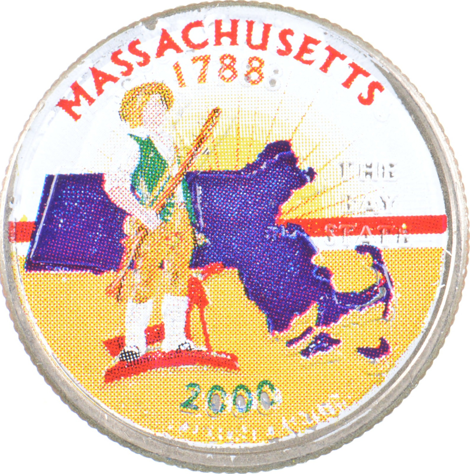 Custom COLORIZED 2000P Massachusetts State Quarter High