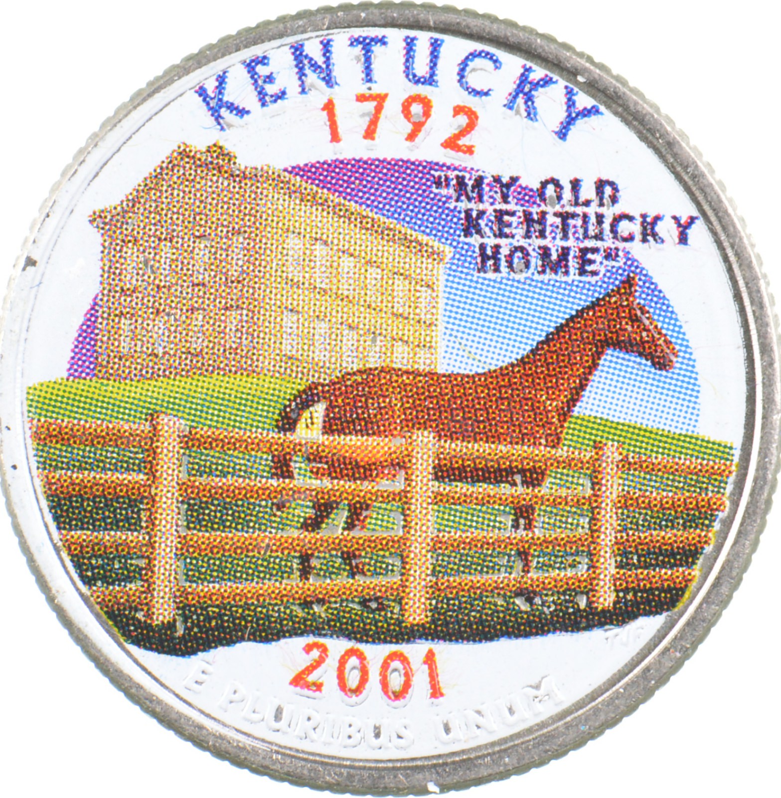 Custom COLORIZED 2001D Kentucky State Quarter High Collectible