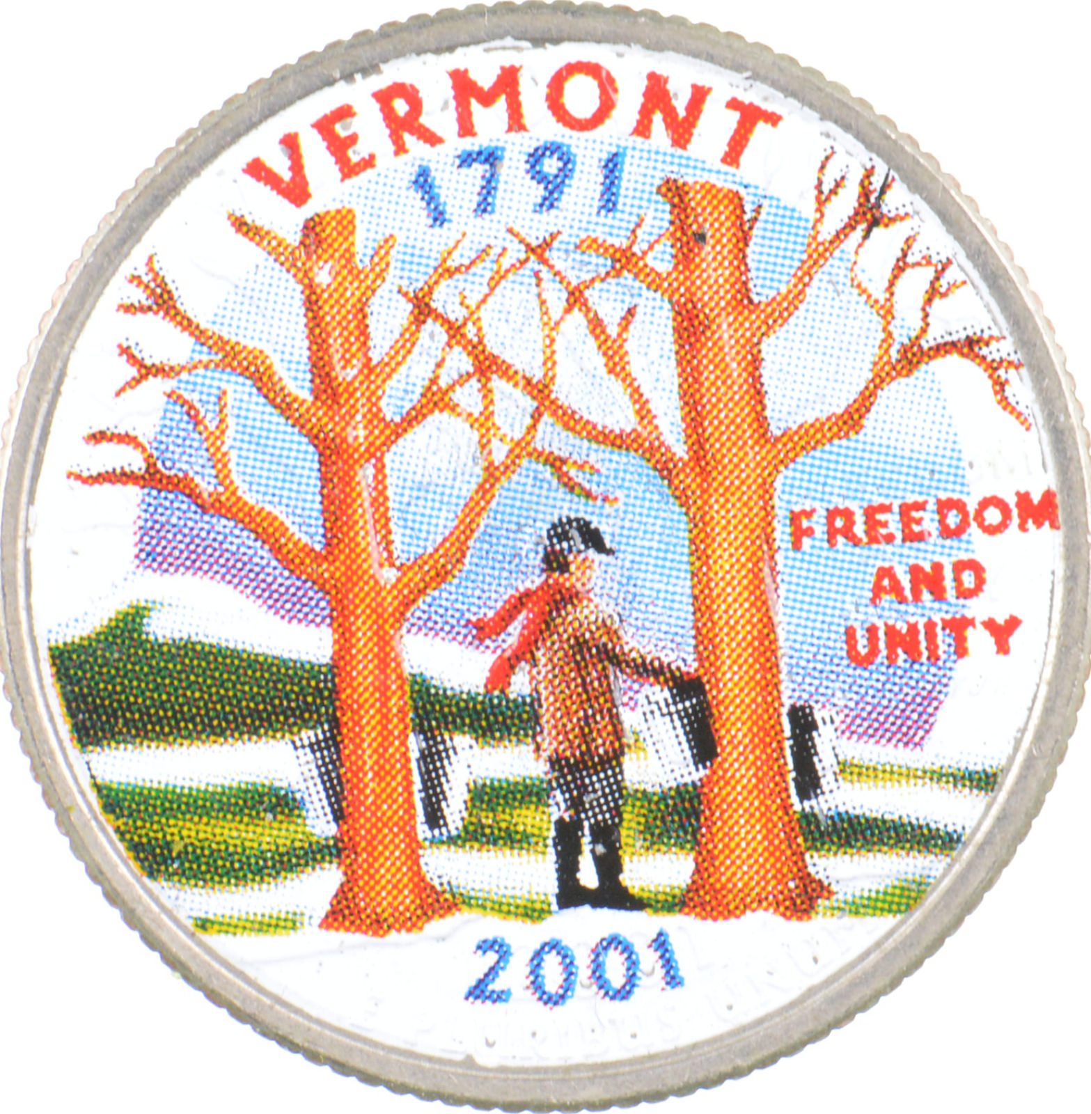 Custom - COLORIZED - 2001-D Vermont State Quarter - High Collectible ...