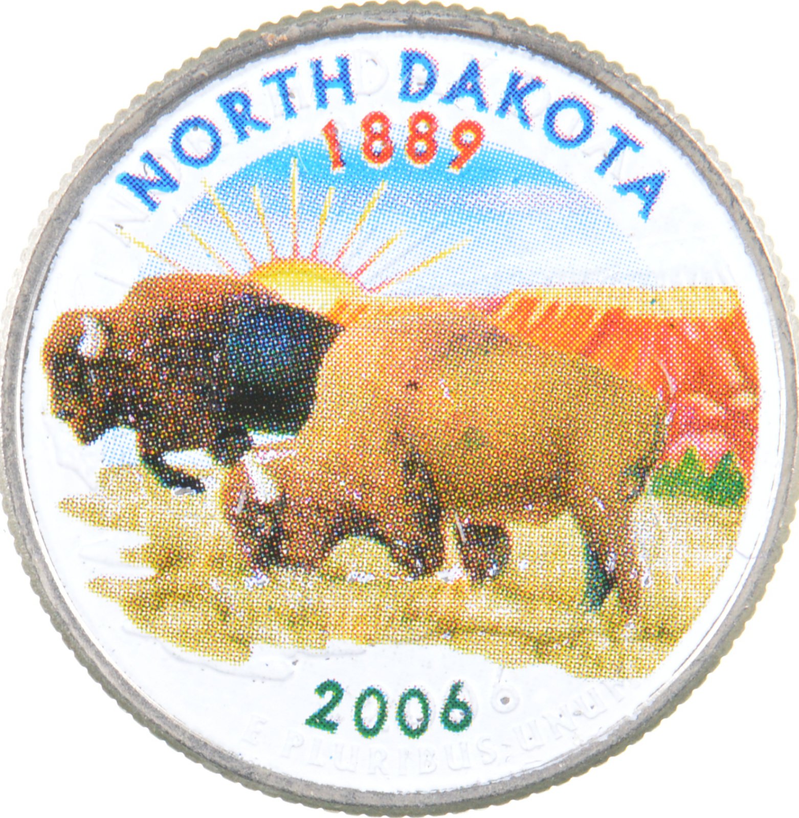 Custom COLORIZED 2006D North Dakota State Quarter High