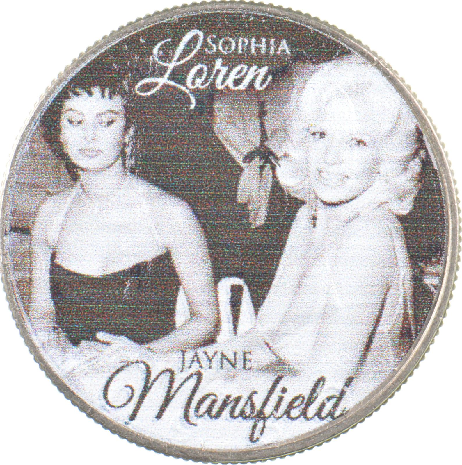 Custom COLORIZED Kennedy Half Dollar Sophia Loren & Jayne Mansfield High Collectible