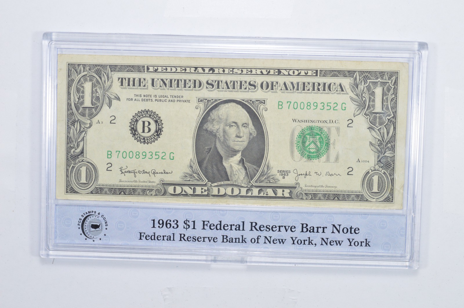 Encased U S Currency 1963 1 Federal Reserve Bank Of New York