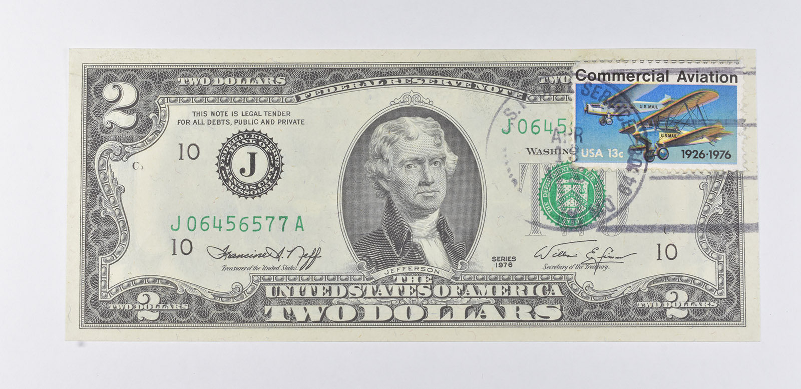 First Day Issue 1976 2 Federal Reserve Note Stamped Property Room first-day-issue-1976-2-federal-reserve-note-stamped-property-room