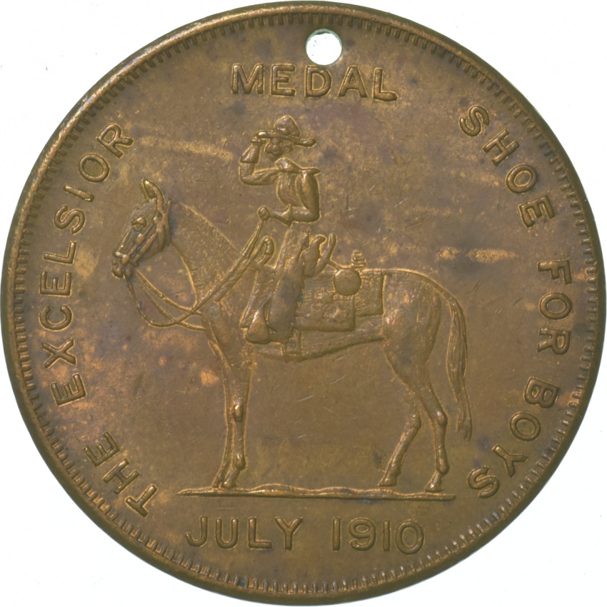 Good Luck Token 1910 The Excelsior Shoe Co Boy Scouts Medal Coin