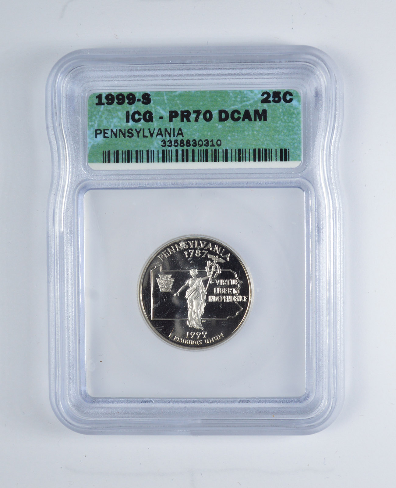 GRADED 1999S Pennsylvania State Quarter PR70DCAM ICG Professional