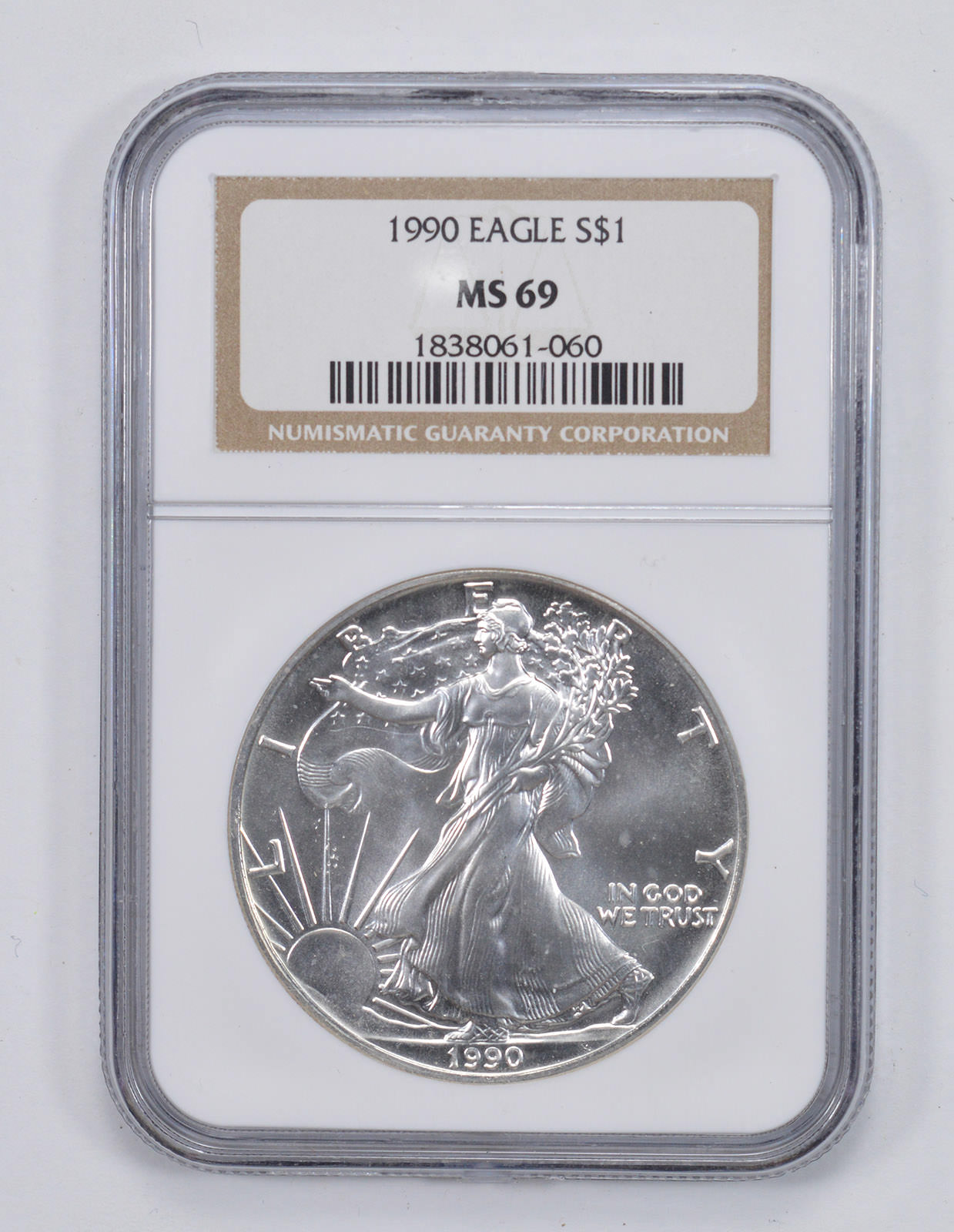 Ms69 Graded - MS-69 1990 American Silver Eagle - - Graded By NGC | Property Room