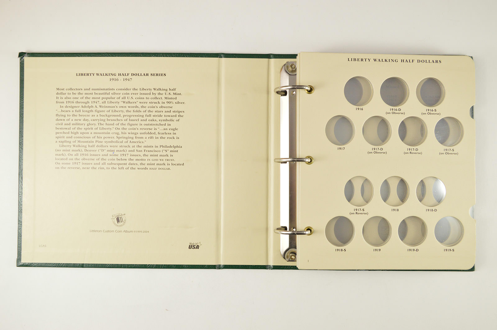 Intercept Shield Coin Album – For US Walking Liberty Half Dollars 1916-1947, Protective & New