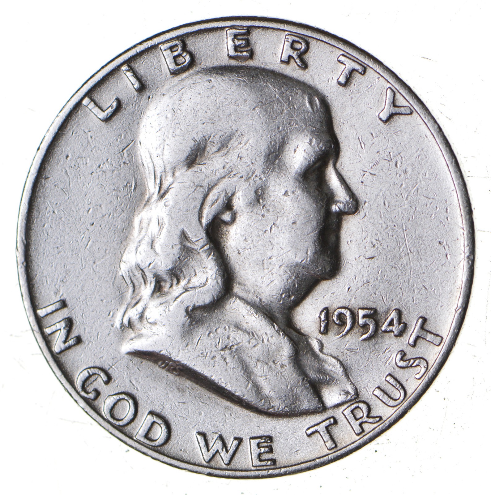 Higher Grade 1954 D RARE Franklin Half Dollar 90 SIlver Coin