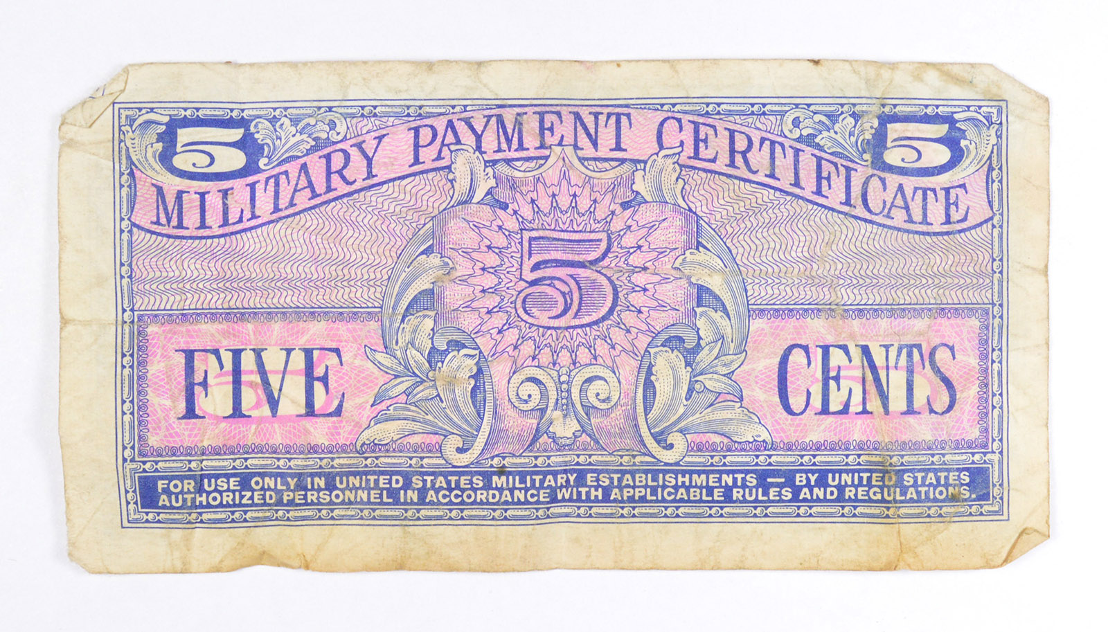 Historic United States Military Payment Certificate - Used by Troops ...