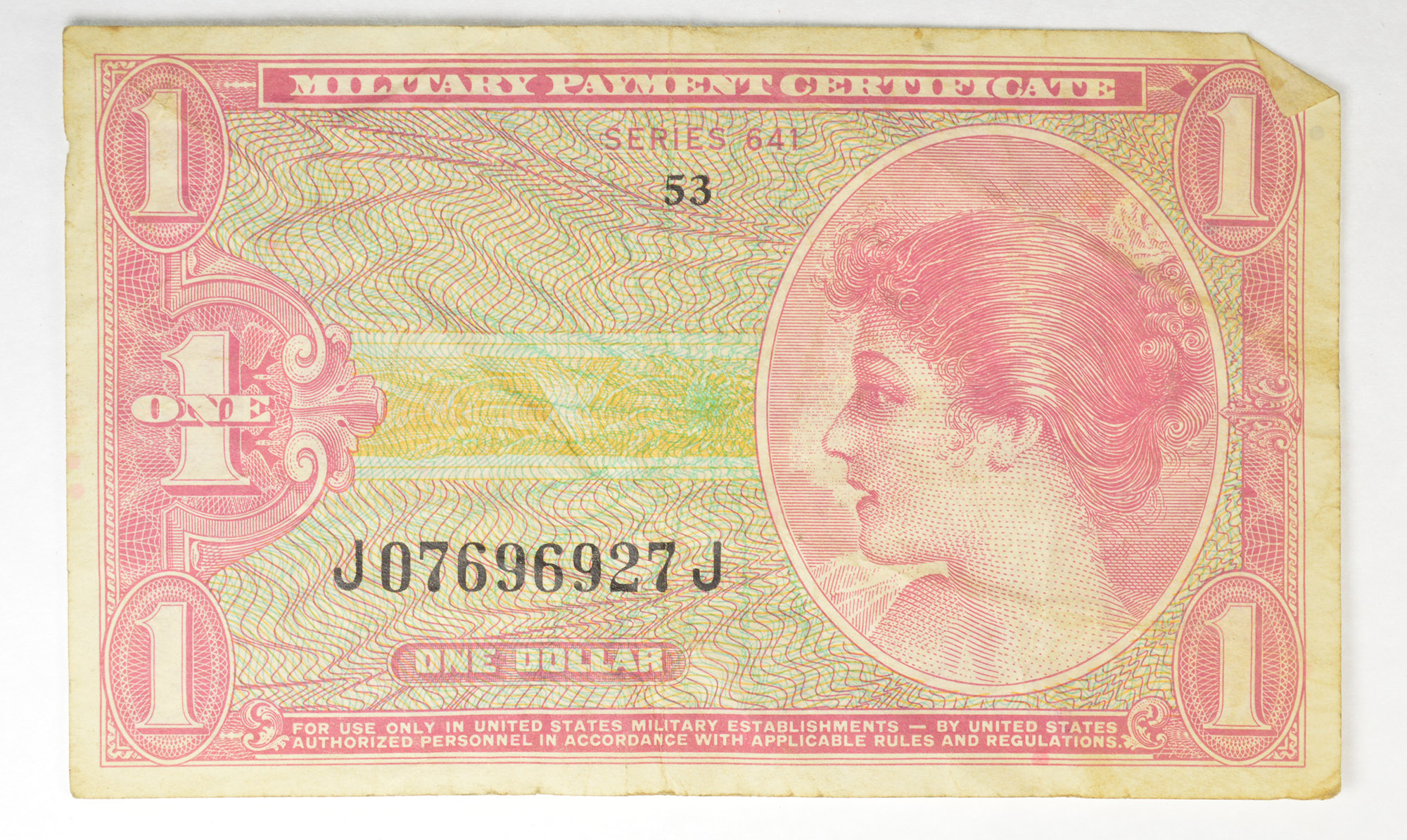 Historic United States Military Payment Certificate - Used by Troops ...