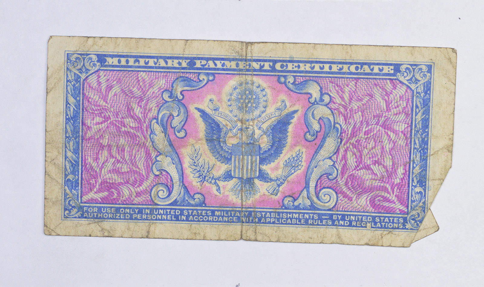 Historic United States Military Payment Certificate - Used by Troops ...
