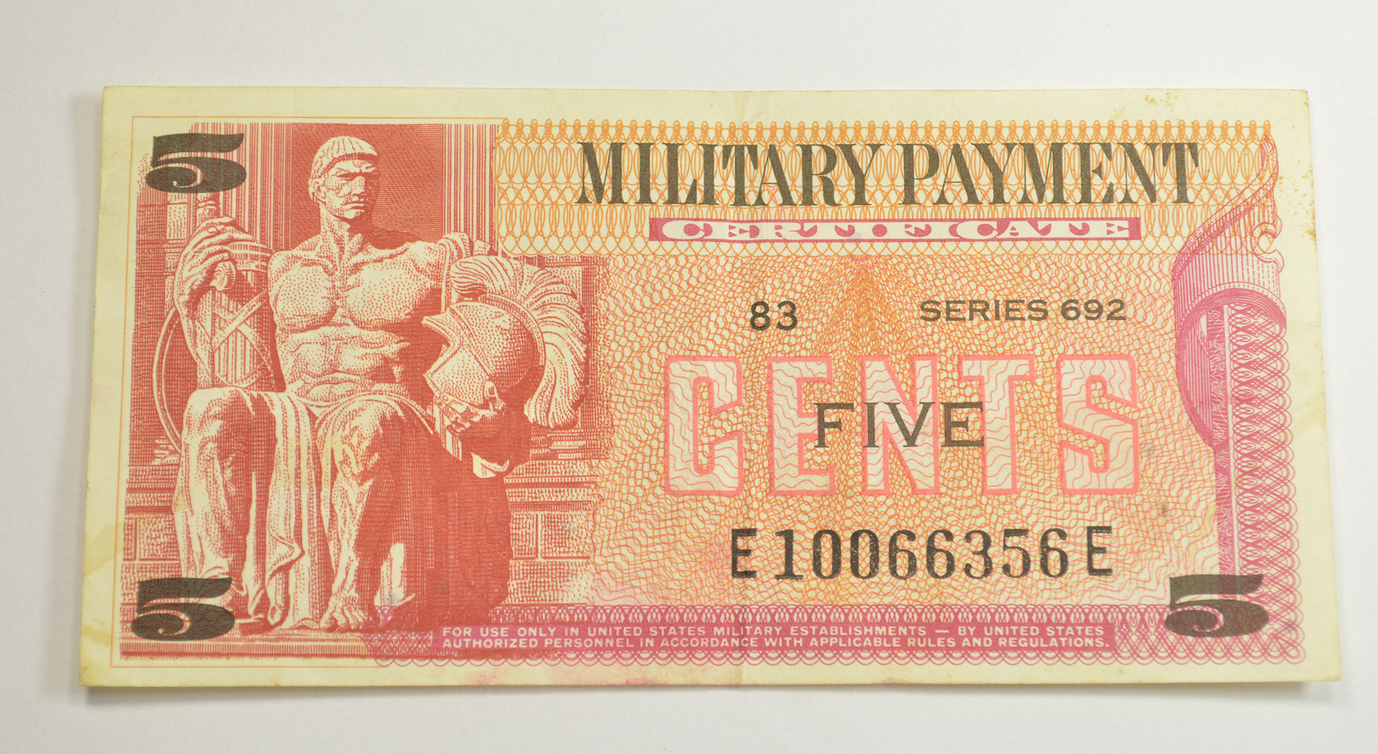 Historic United States Military Payment Certificate - Used by Troops ...
