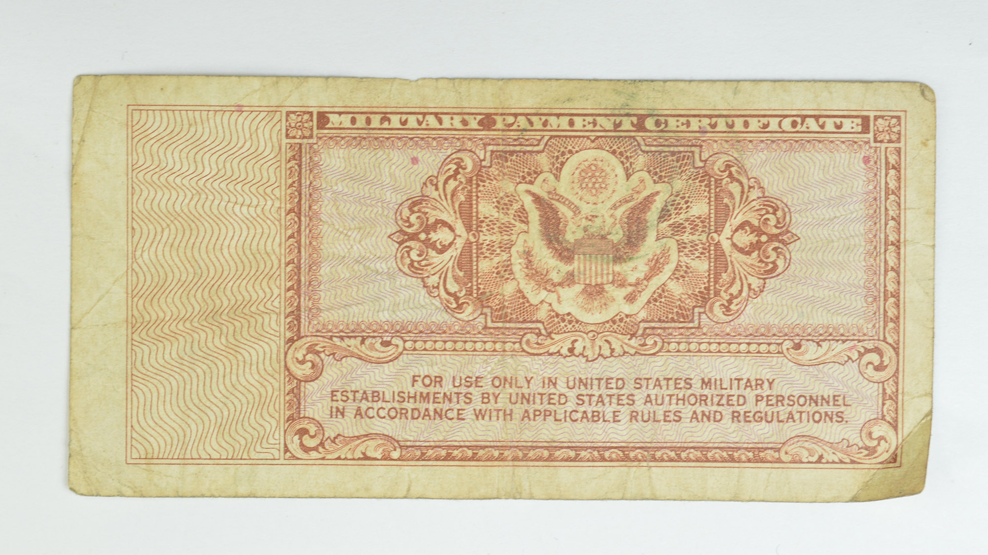 Historic United States Military Payment Certificate - Used by Troops ...