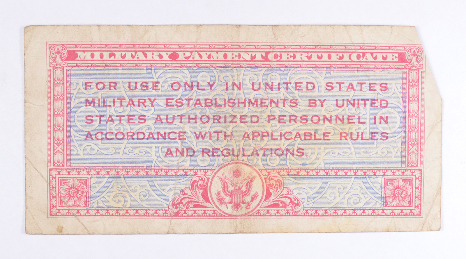 Historic United States Military Payment Certificate - Used by Troops ...