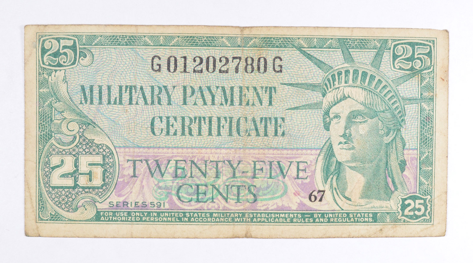 Historic United States Military Payment Certificate - Used by Troops ...