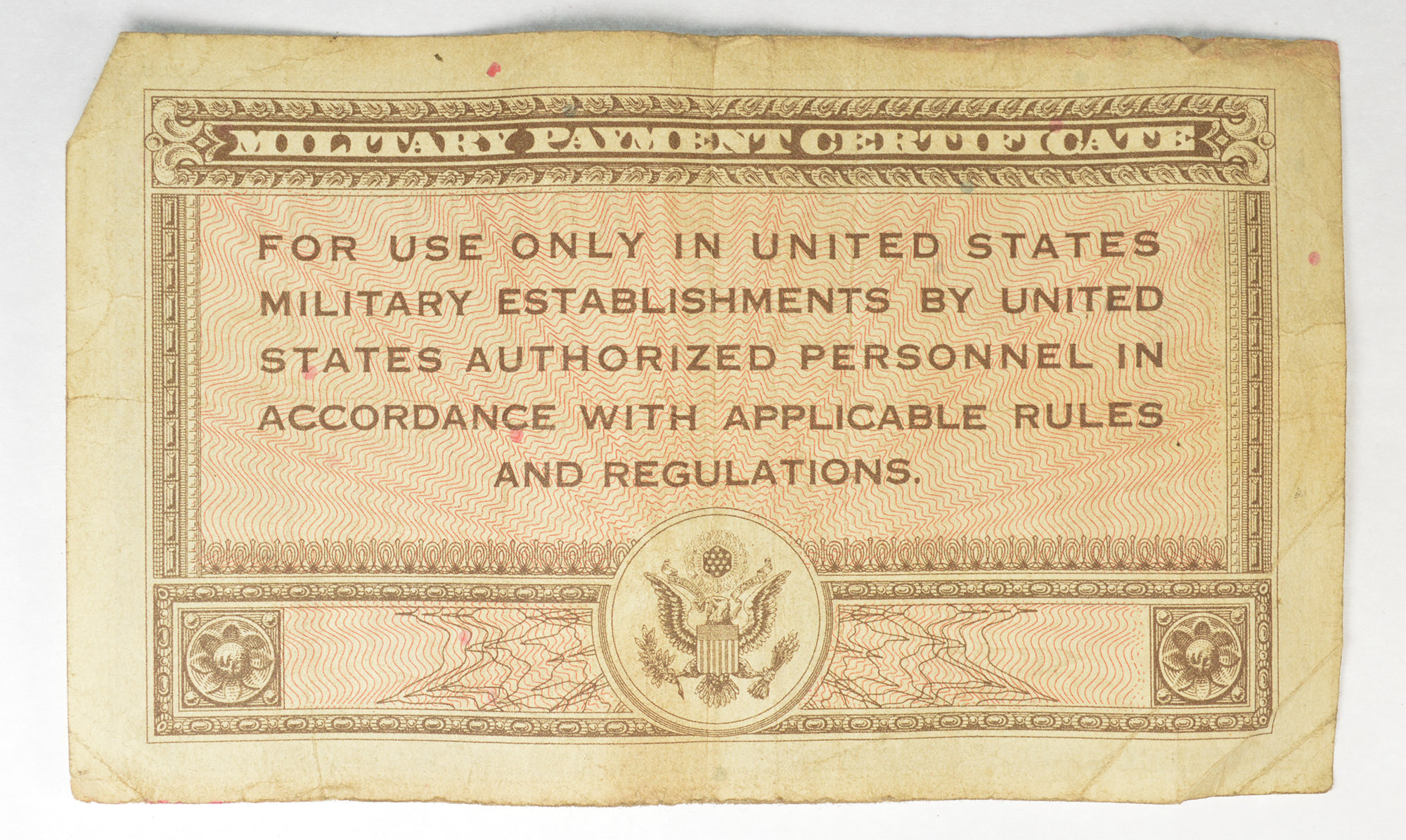 Historic United States Military Payment Certificate - Used by Troops ...