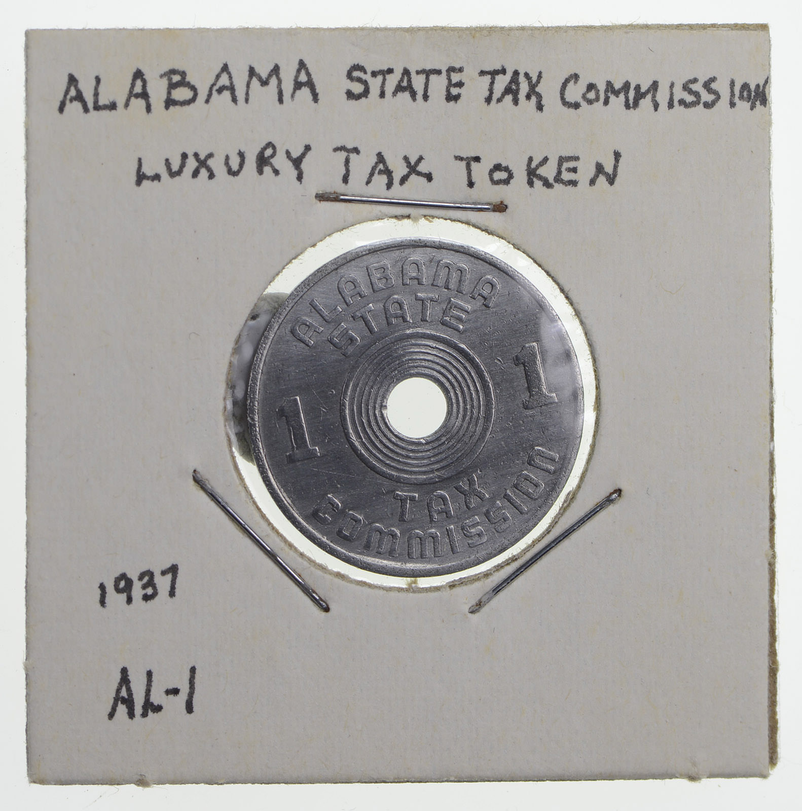 Historic United States Tax Token Alabama Tax Commission 1 Cent