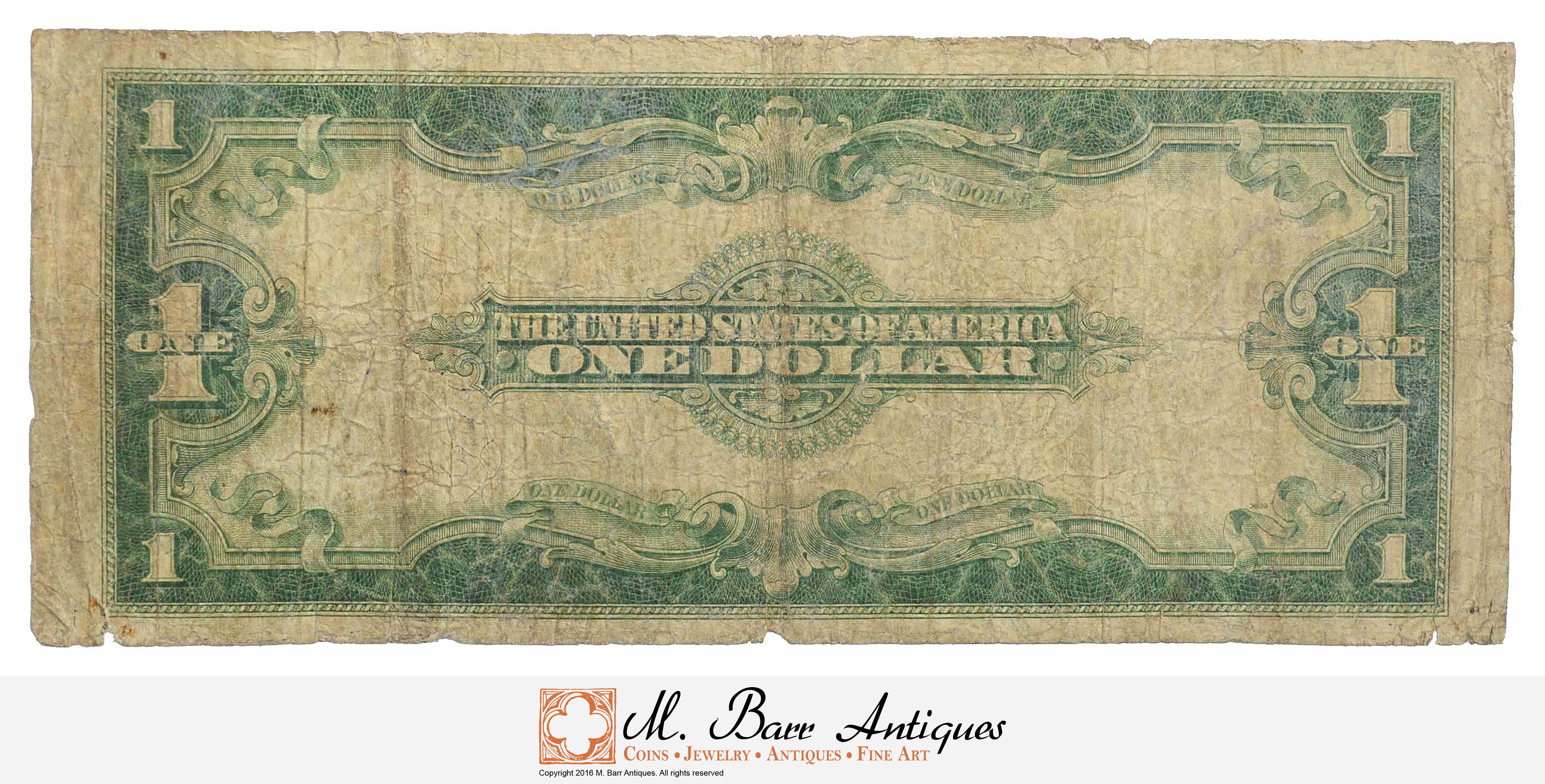 HUGE Horse Blanket 1923 1.00 Silver Certificate Large Size Note