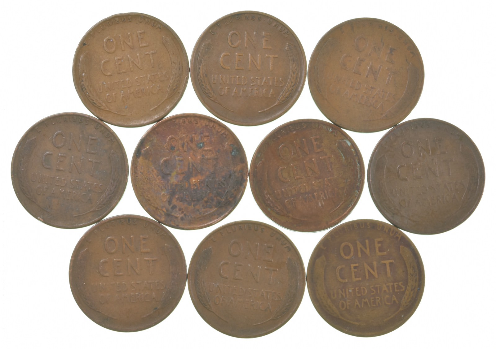 Lot of 10 P/D 1933 1932 1931 Lincoln Wheat Cent Better Collection