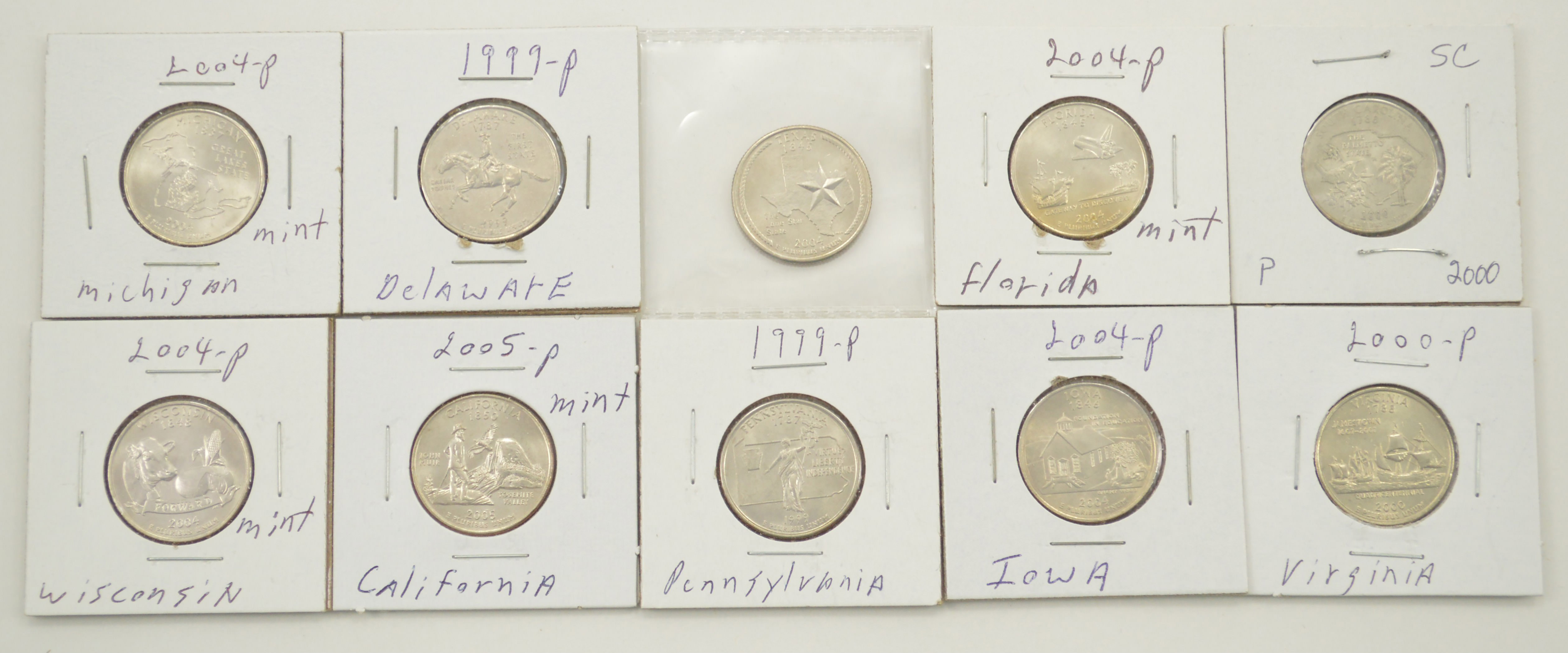 Lot of 10 Washington Quarters Mostly State Quarters Property Room