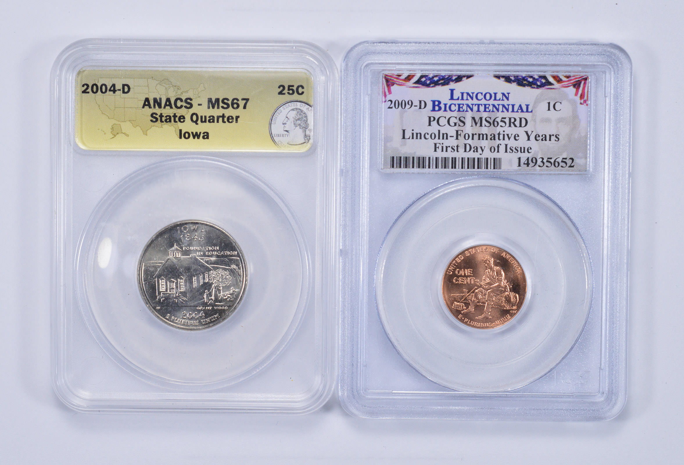 Lot of 2 Different SLABS Graded Coins Property Room