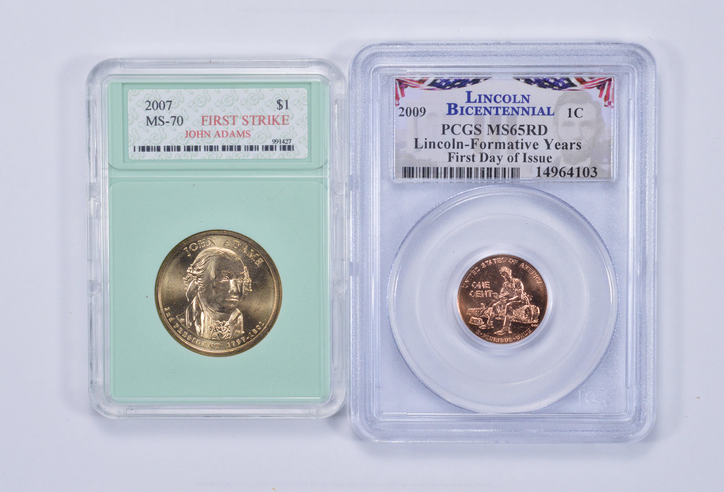 Lot of 2 Different SLABS Graded Coins Property Room