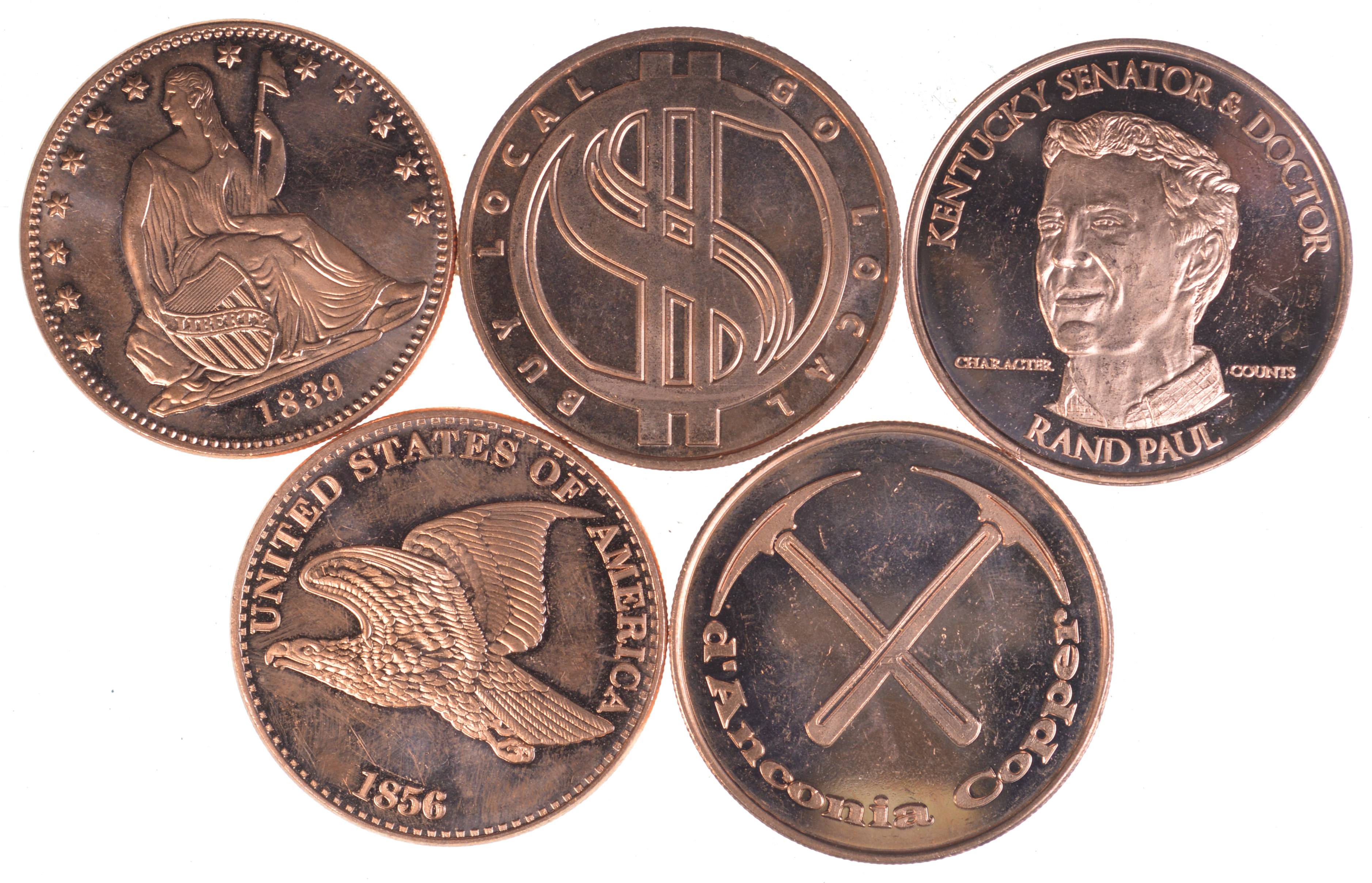 1 Ounce .999 Copper Round Triceratops Dinosaur 5 Coins