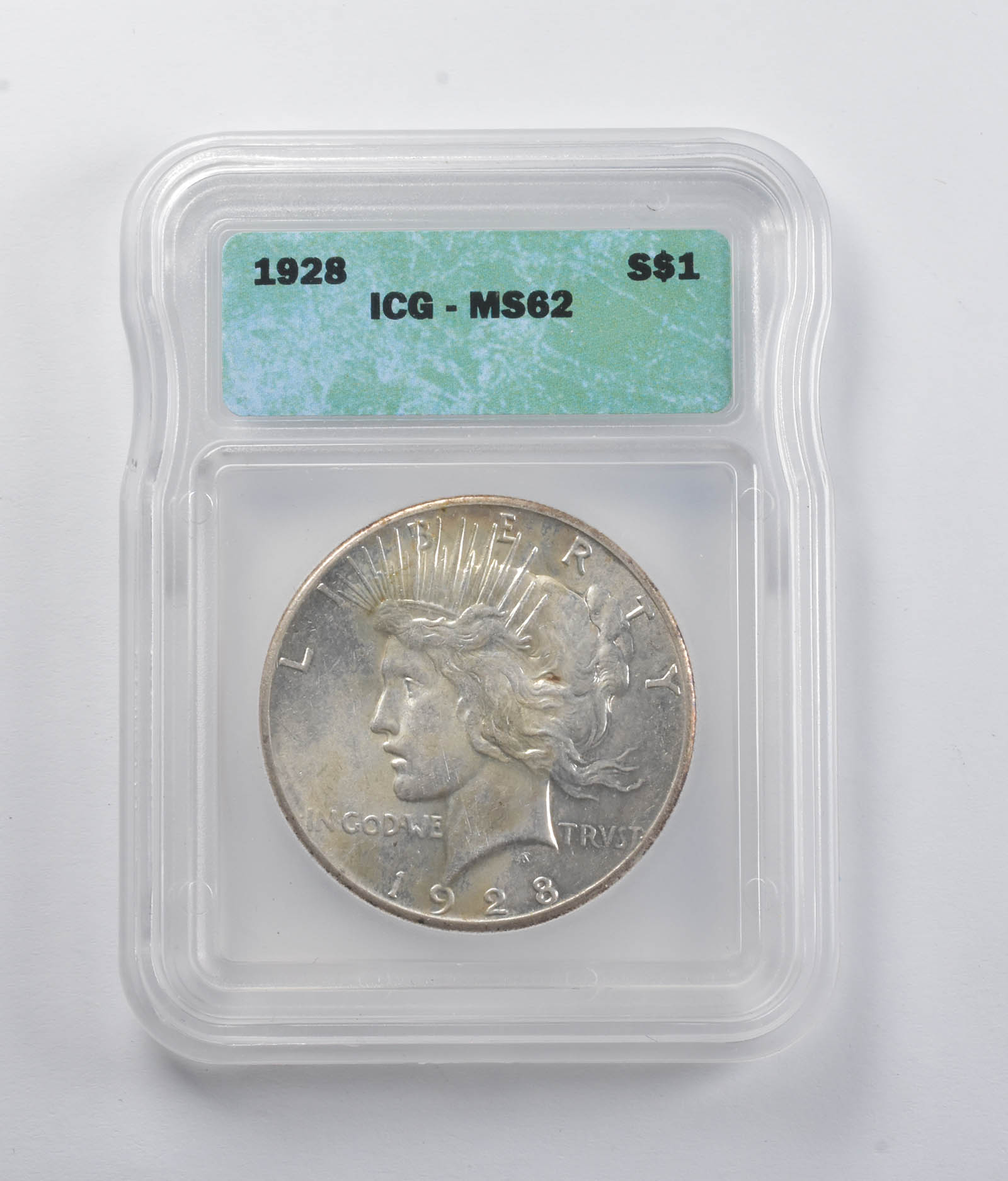 MS62 1928 Peace Silver Dollar ICG | Property Room