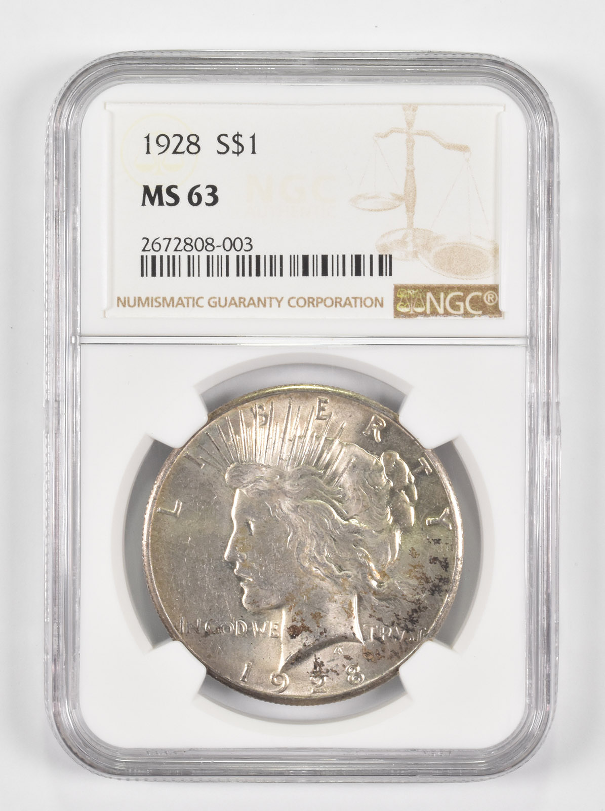 MS63 1928 Peace Silver Dollar NGC | Property Room