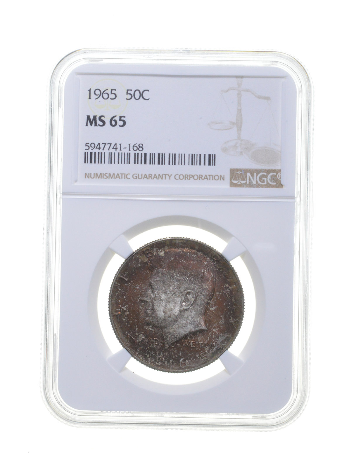 1969-D 50C KENNEDY HALF DOLLAR, NGC GRADED MS-65, BRIGHT LUSTER COIN IN The Slab - Foto 8