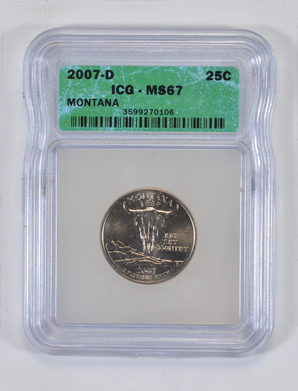 MS67 2007D Montana State Quarter Graded ICG Graded Slabs