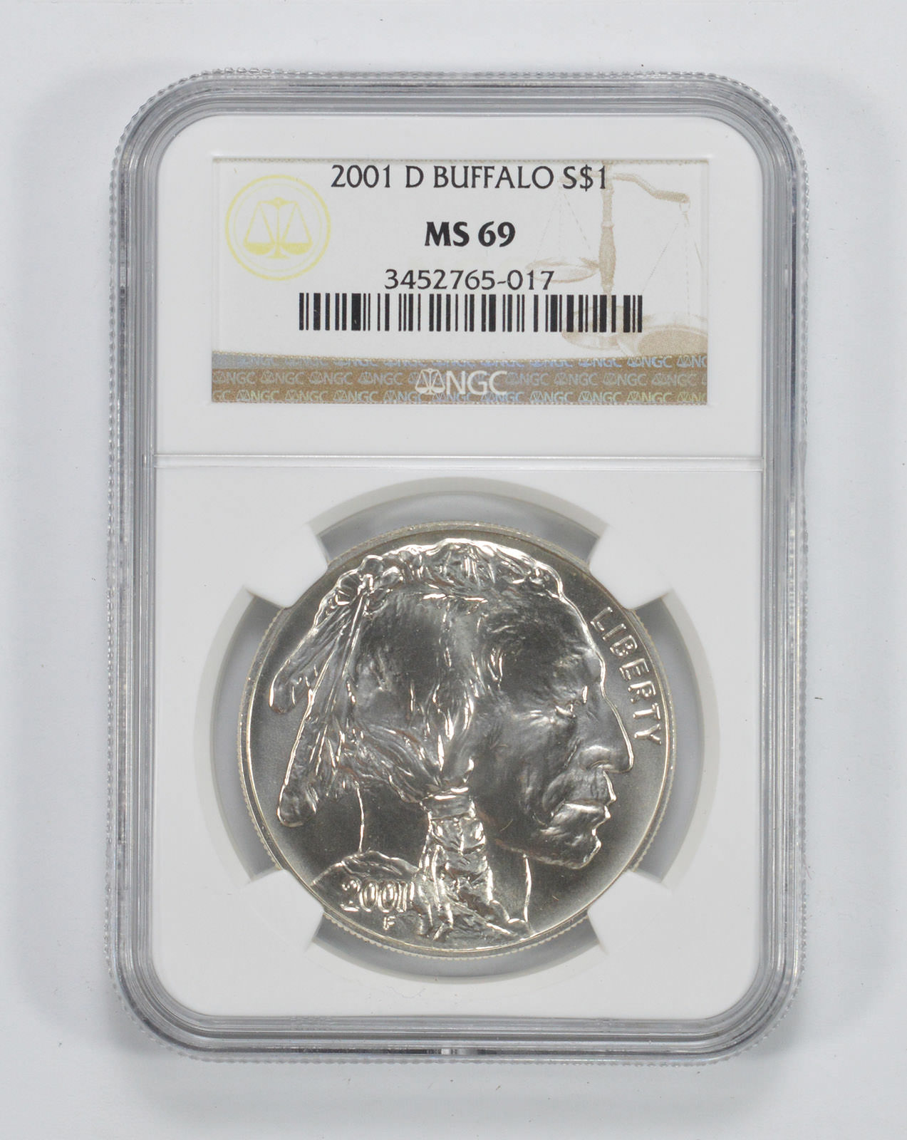 Mint State 69 NGC MS-69 2001-D Silver American Buffalo Commemorative Dollar