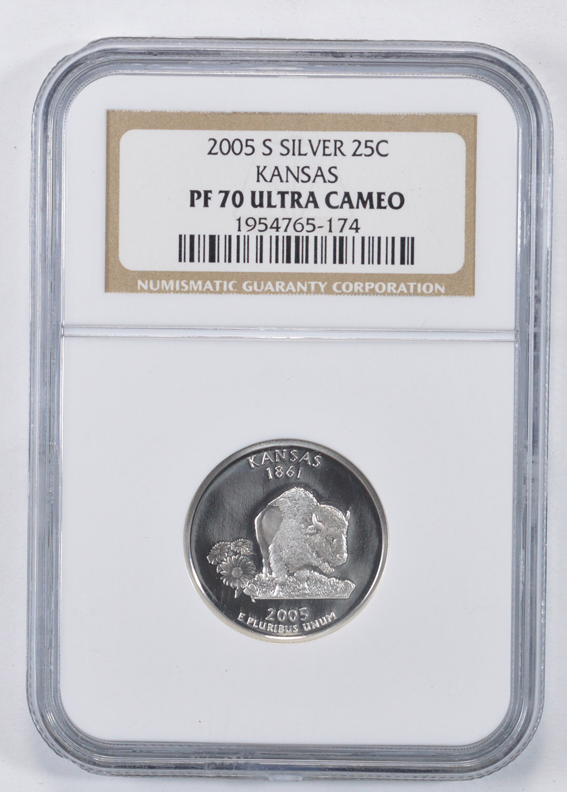 PF70 UCAM 2005S Silver Kansas State Quarter Graded NGC Property Room