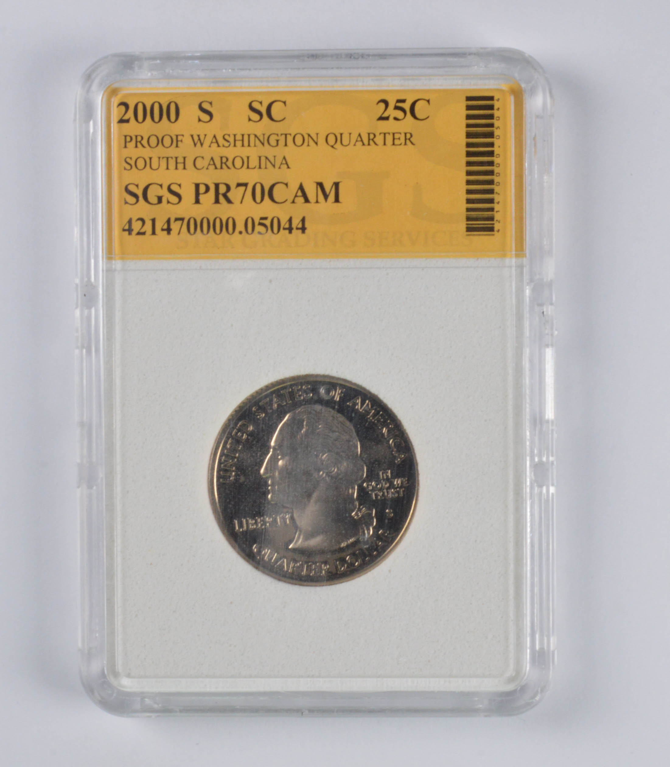 PR70 CAM 2000-S South Carolina State Quarter - Slabbed | Property Room