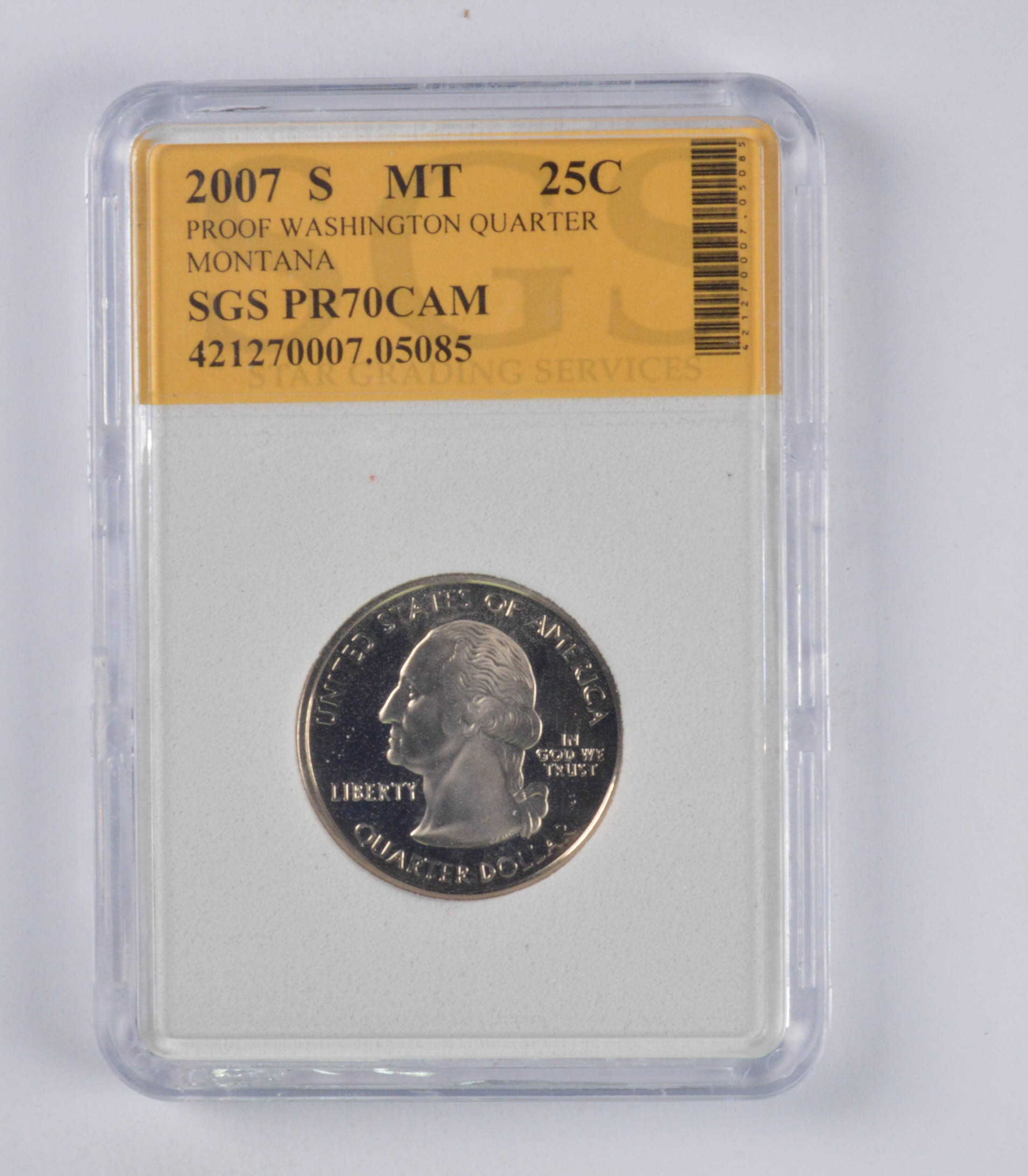 PR70 CAM 2007S Montana State Quarter Slabbed Property Room