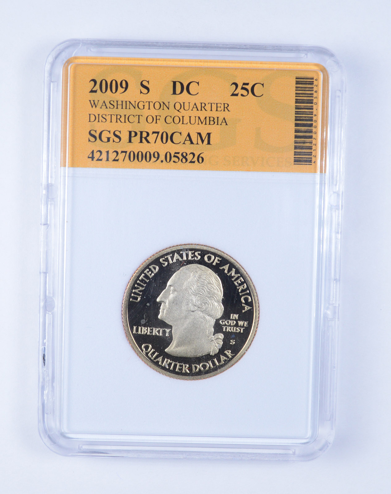 2009S District of Columbia 25c DCAM Silver Proof Washington Quarter