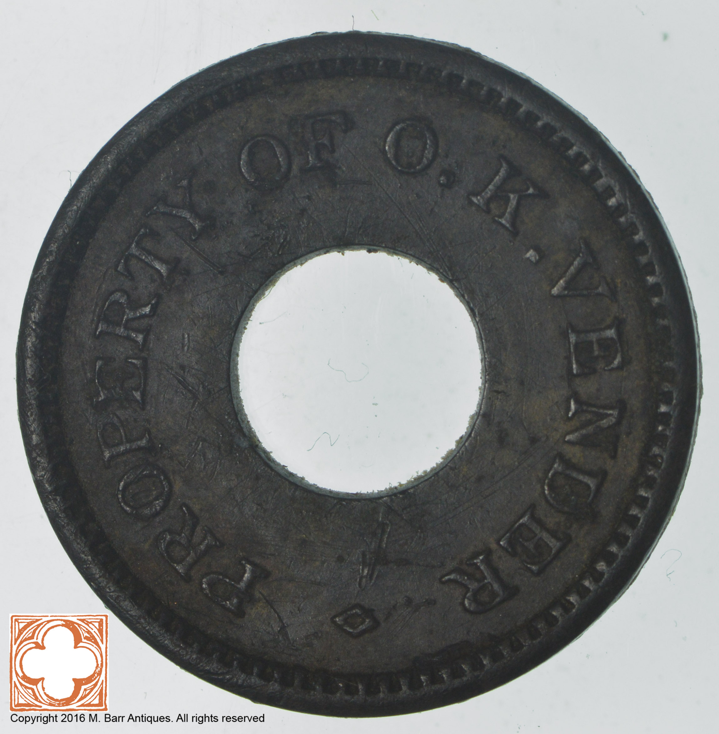 Property Of O.K. Vender Token Property Room