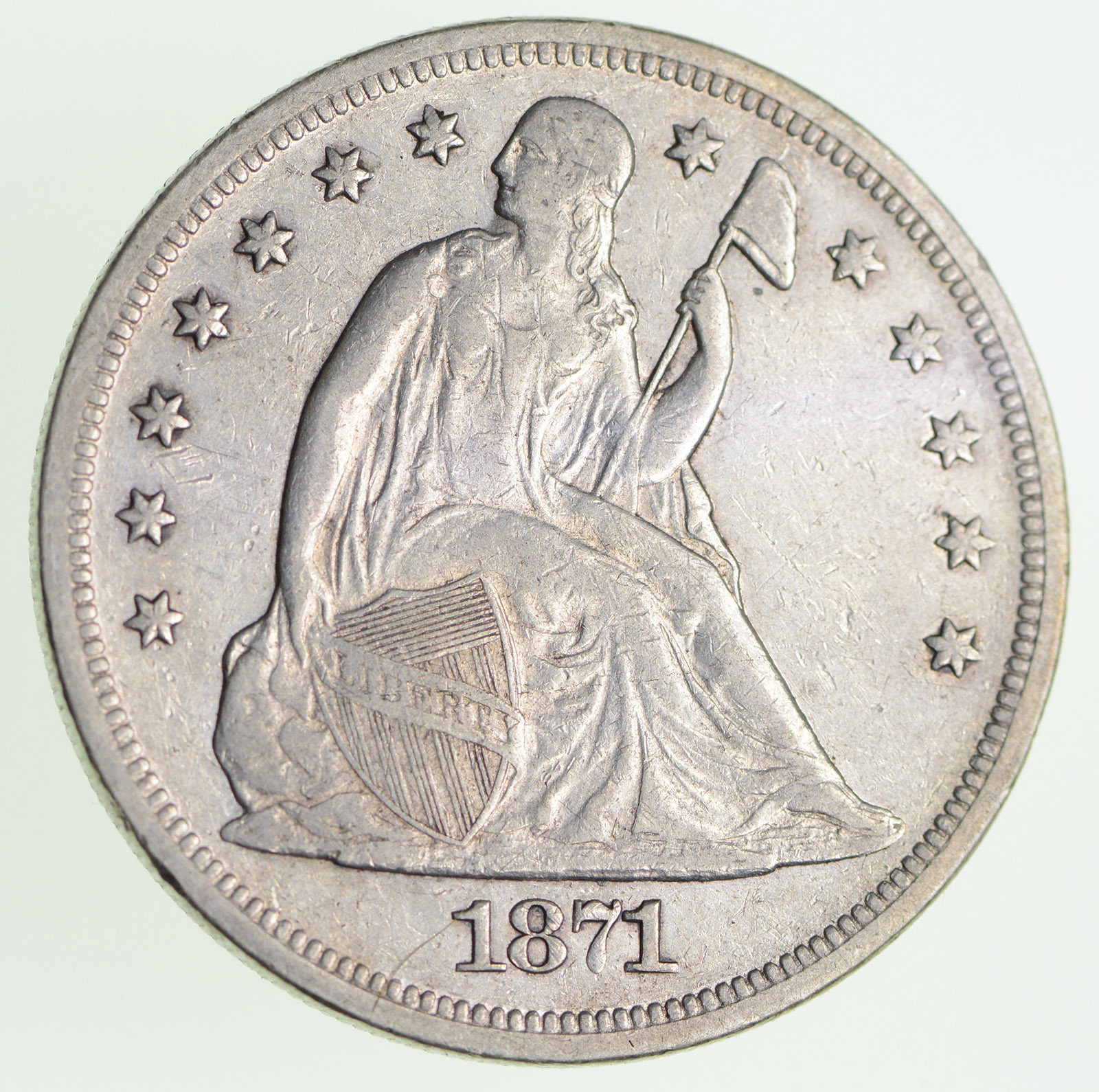 RARE 1871 Seated Liberty Silver Dollar Property Room