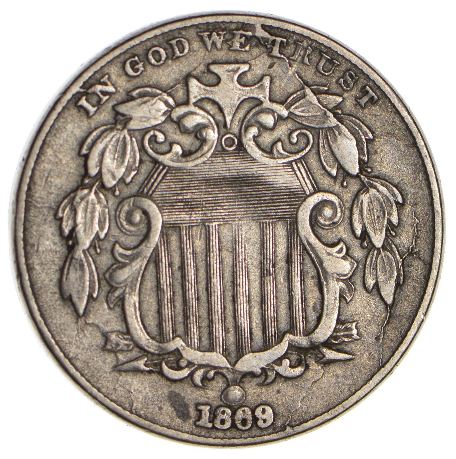 RARE First US Nickel 1869 Shield Nickel US Type Coin Rare in