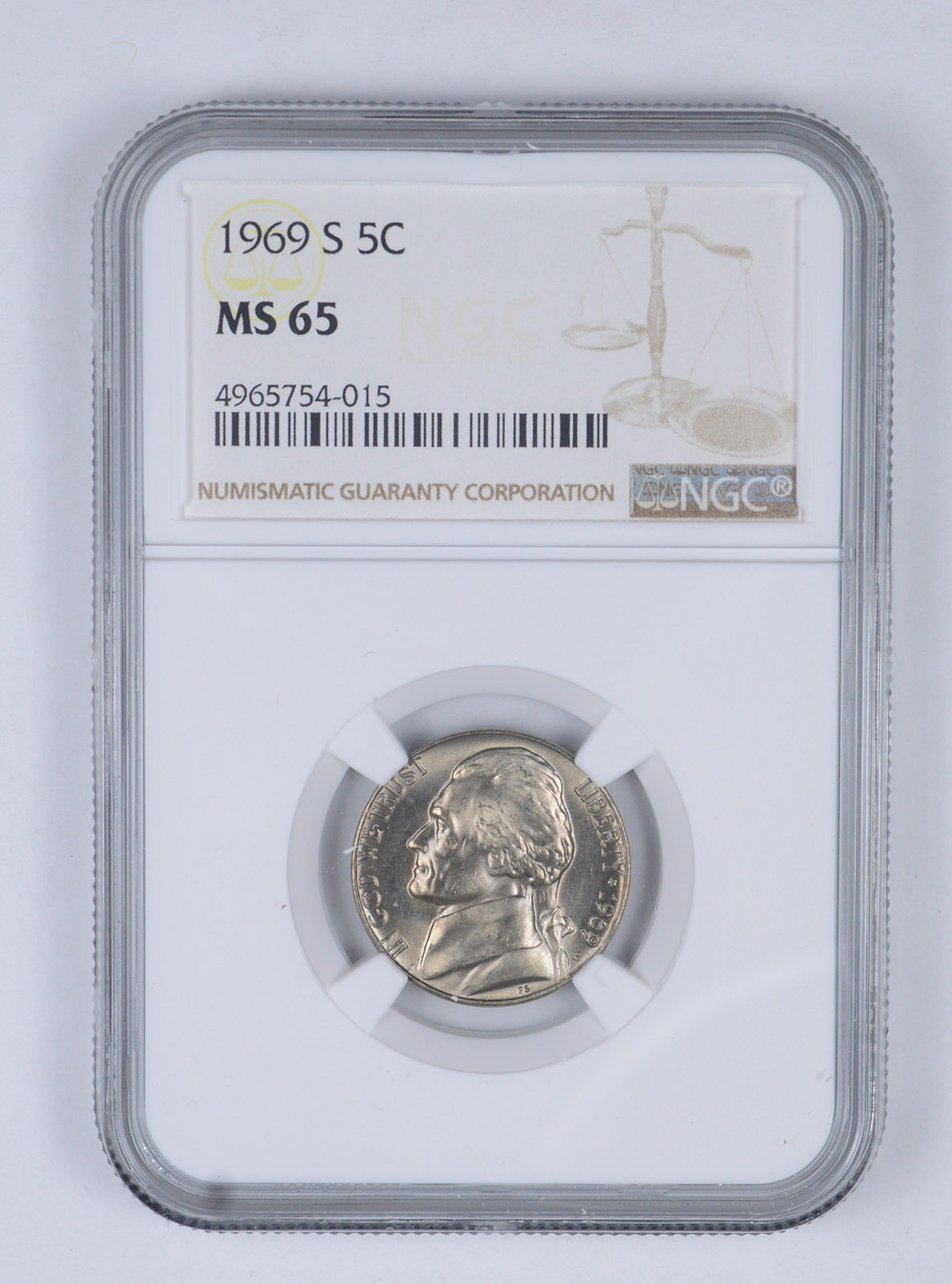 1969-S JEFFERSON NICKEL NGC MS65